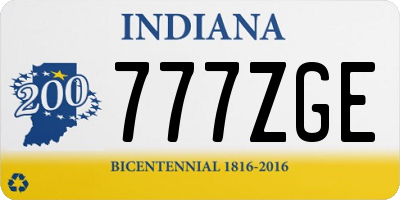 IN license plate 777ZGE