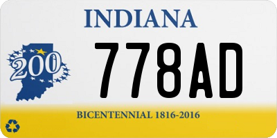 IN license plate 778AD