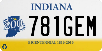 IN license plate 781GEM