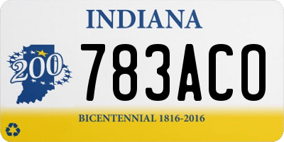 IN license plate 783ACO