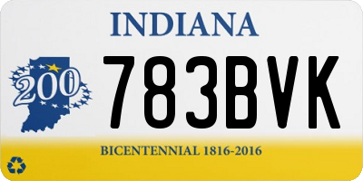 IN license plate 783BVK