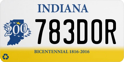 IN license plate 783DOR