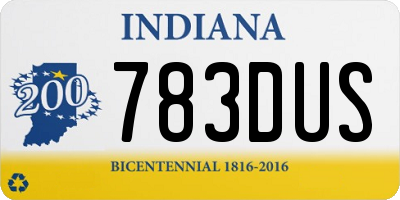 IN license plate 783DUS