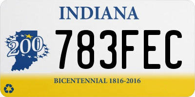 IN license plate 783FEC