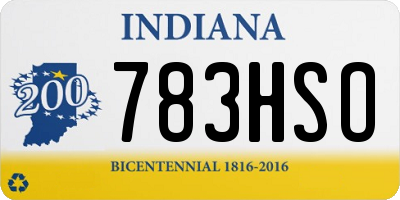 IN license plate 783HSO