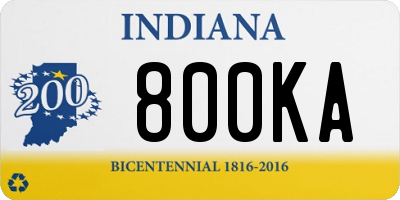 IN license plate 800KA
