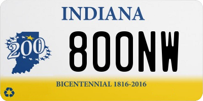 IN license plate 800NW