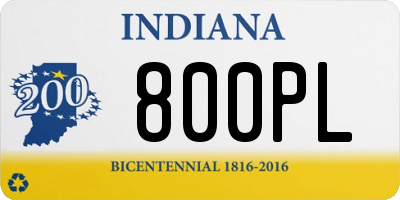 IN license plate 800PL