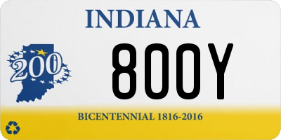 IN license plate 800Y