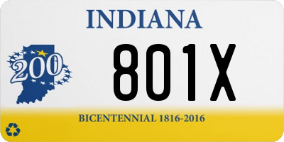 IN license plate 801X