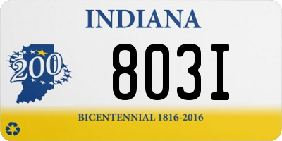 IN license plate 803I