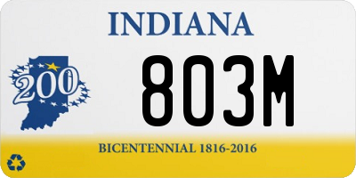 IN license plate 803M