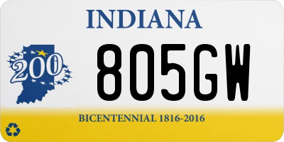 IN license plate 805GW