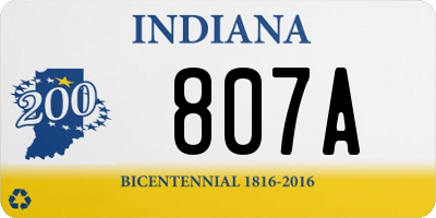 IN license plate 807A