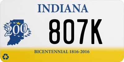 IN license plate 807K