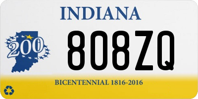 IN license plate 808ZQ