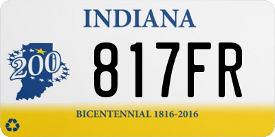 IN license plate 817FR