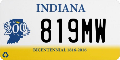 IN license plate 819MW