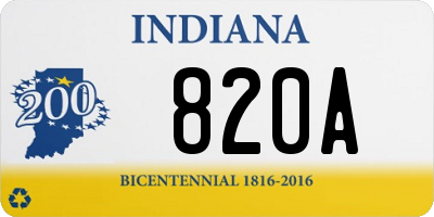 IN license plate 820A