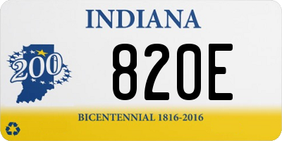 IN license plate 820E