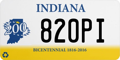 IN license plate 820PI