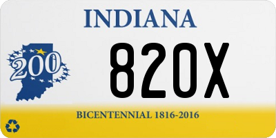 IN license plate 820X