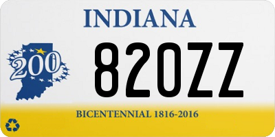IN license plate 820ZZ