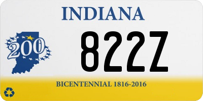 IN license plate 822Z