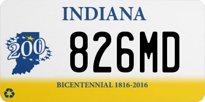 IN license plate 826MD