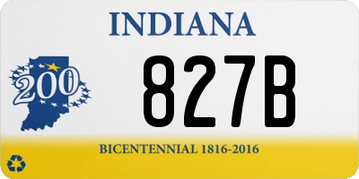 IN license plate 827B