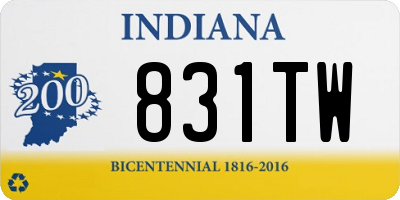 IN license plate 831TW