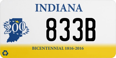 IN license plate 833B