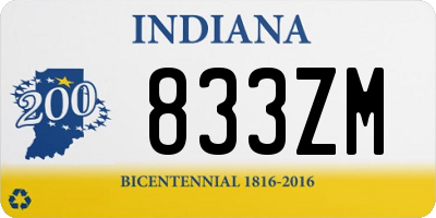 IN license plate 833ZM
