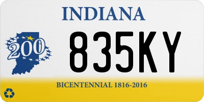 IN license plate 835KY