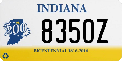 IN license plate 835OZ