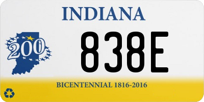 IN license plate 838E