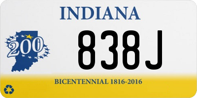 IN license plate 838J