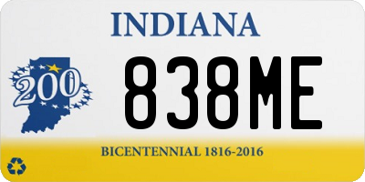 IN license plate 838ME