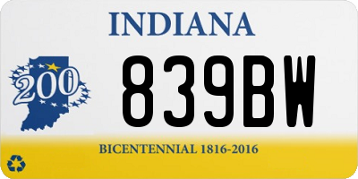 IN license plate 839BW