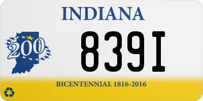 IN license plate 839I