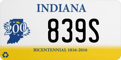 IN license plate 839S