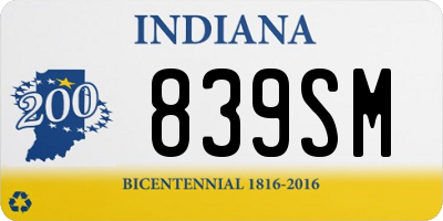 IN license plate 839SM