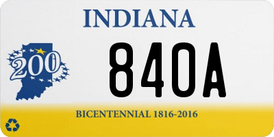 IN license plate 840A