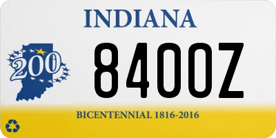 IN license plate 840OZ