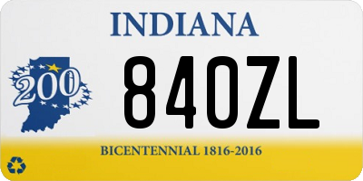 IN license plate 840ZL