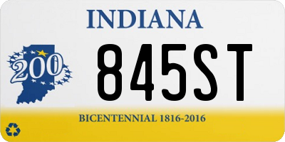 IN license plate 845ST