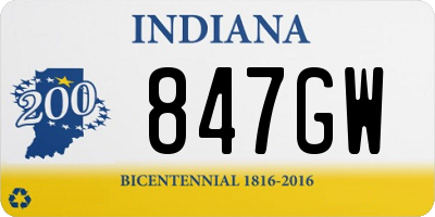 IN license plate 847GW