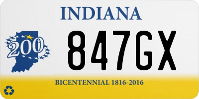 IN license plate 847GX