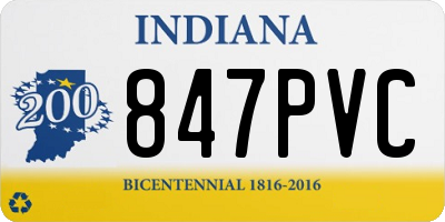 IN license plate 847PVC
