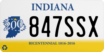 IN license plate 847SSX